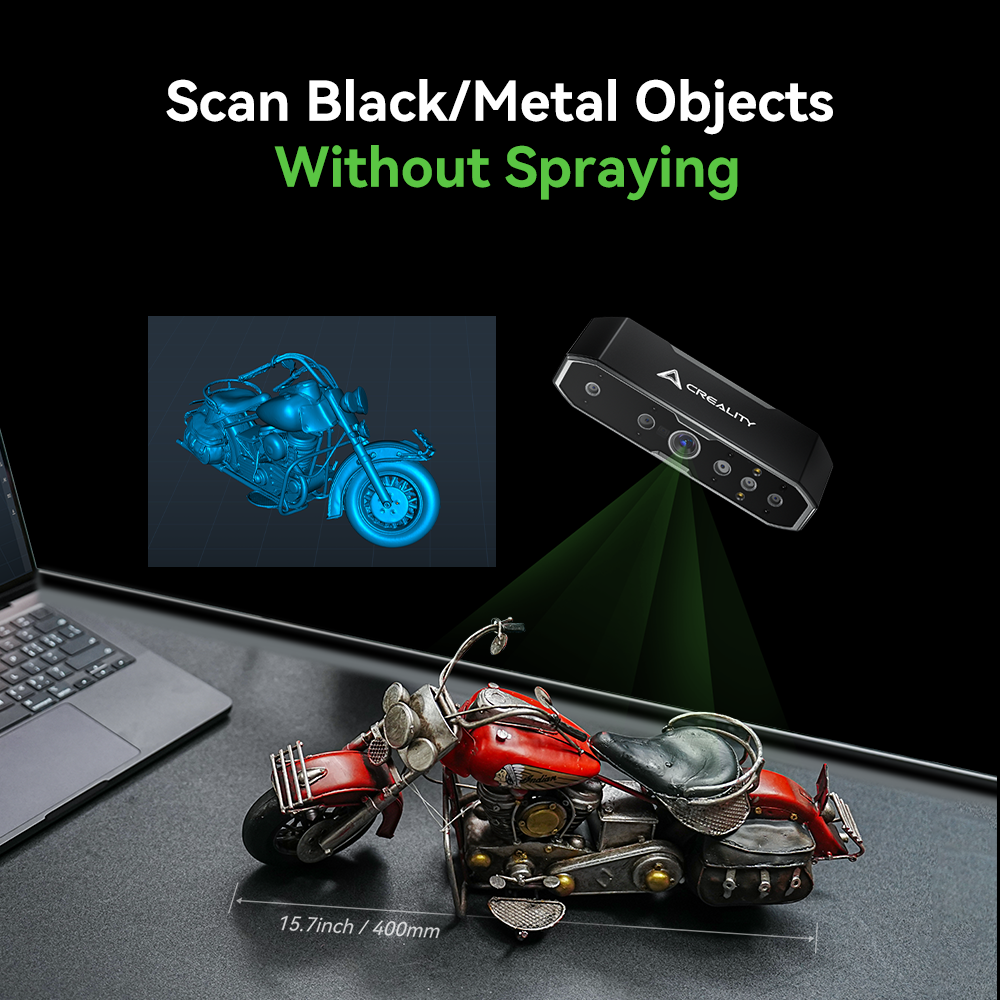 Creality CR-Scan Otter scan software interface showing real-time point cloud alignment and mesh generation