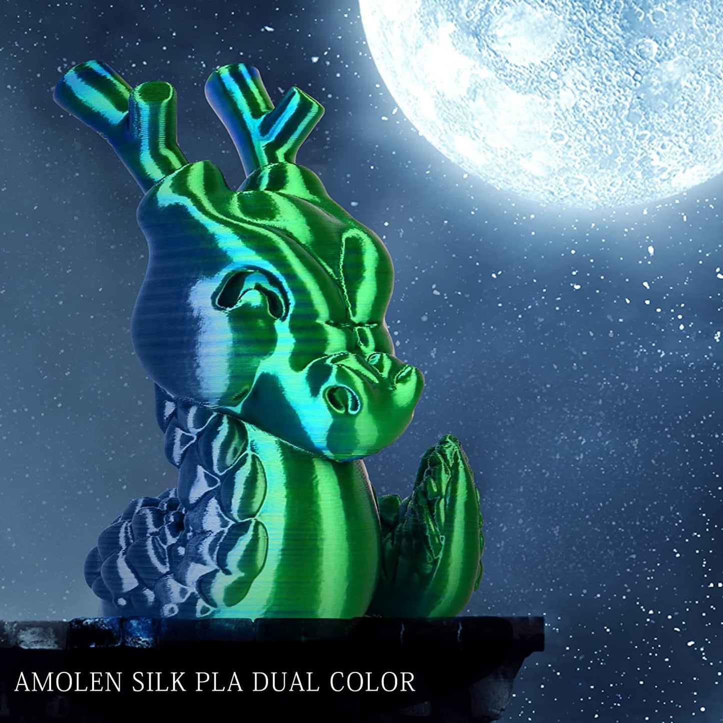 Blue Green dual color silk PLA spool — two-color filament close-up, 2-in-1