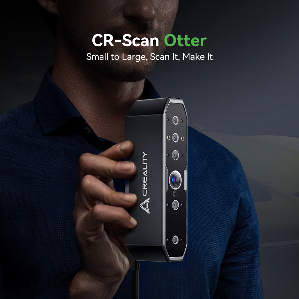 Creality CR-Scan Otter anti-shake stabilization showing smooth handheld scan capture on complex object geometry