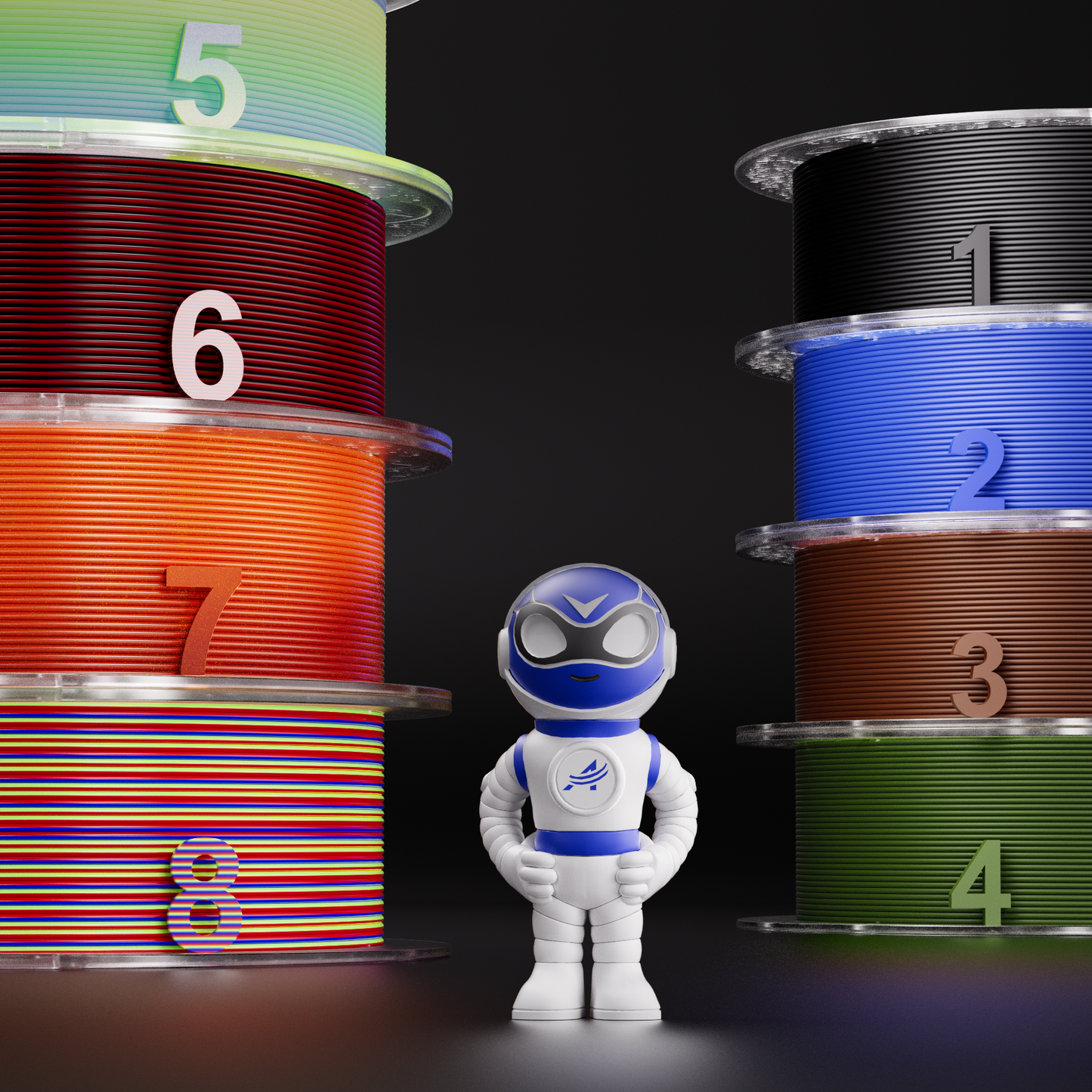 AMOLEN Anniversary PLA Bundle spec overview — print settings and product information infographic