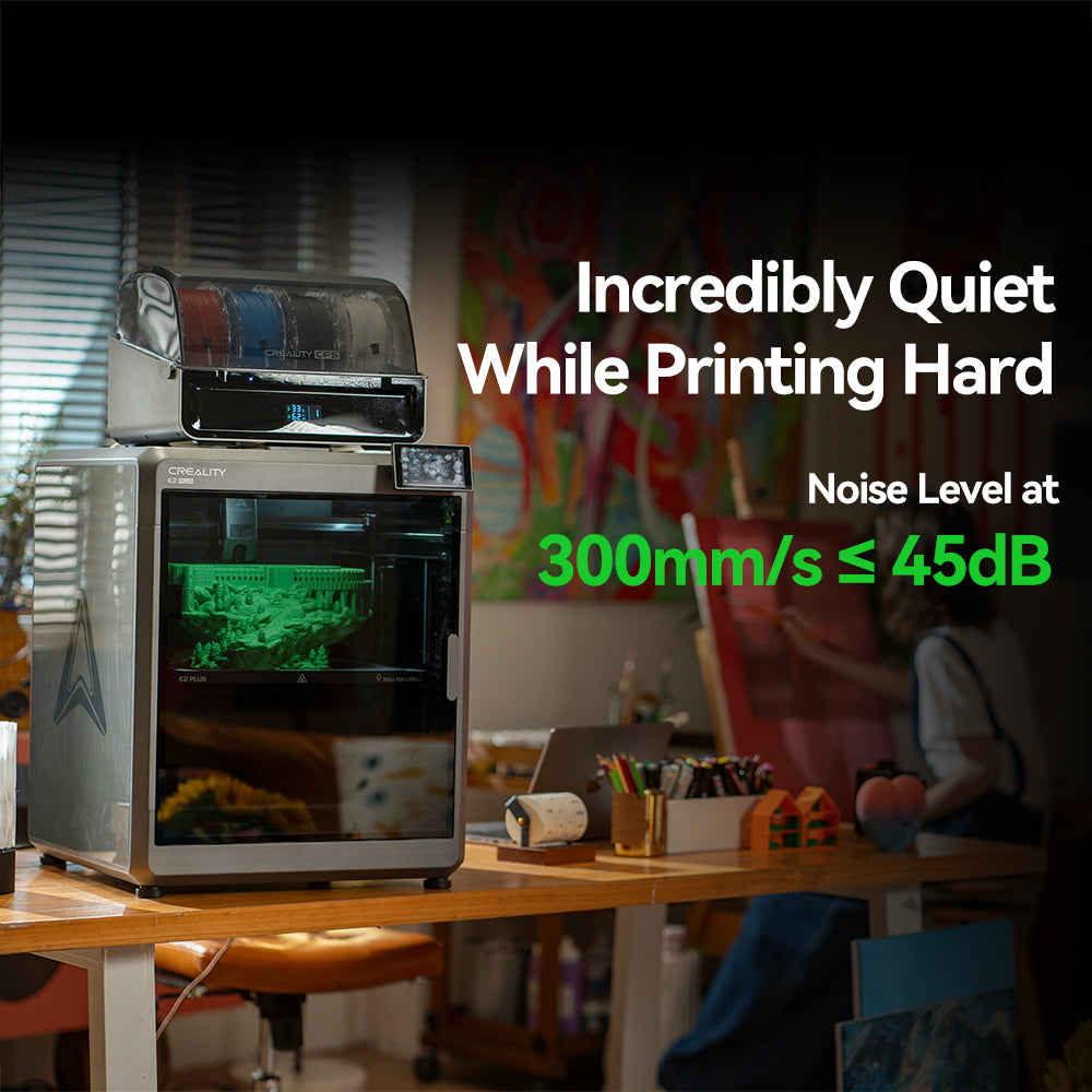 Creality K2 Plus Hyper RFID filament bundle promotion showing compatible filament ecosystem for large format printing