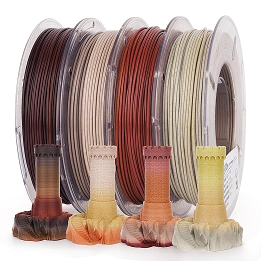 AMOLEN Marble PLA 1.75mm filament close-up — marble-texture surface and vacuum-sealed packaging detail