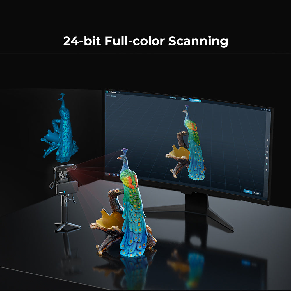 Creality Ferret Pro 24-bit full-color scan output showing photorealistic texture and color on captured 3D model