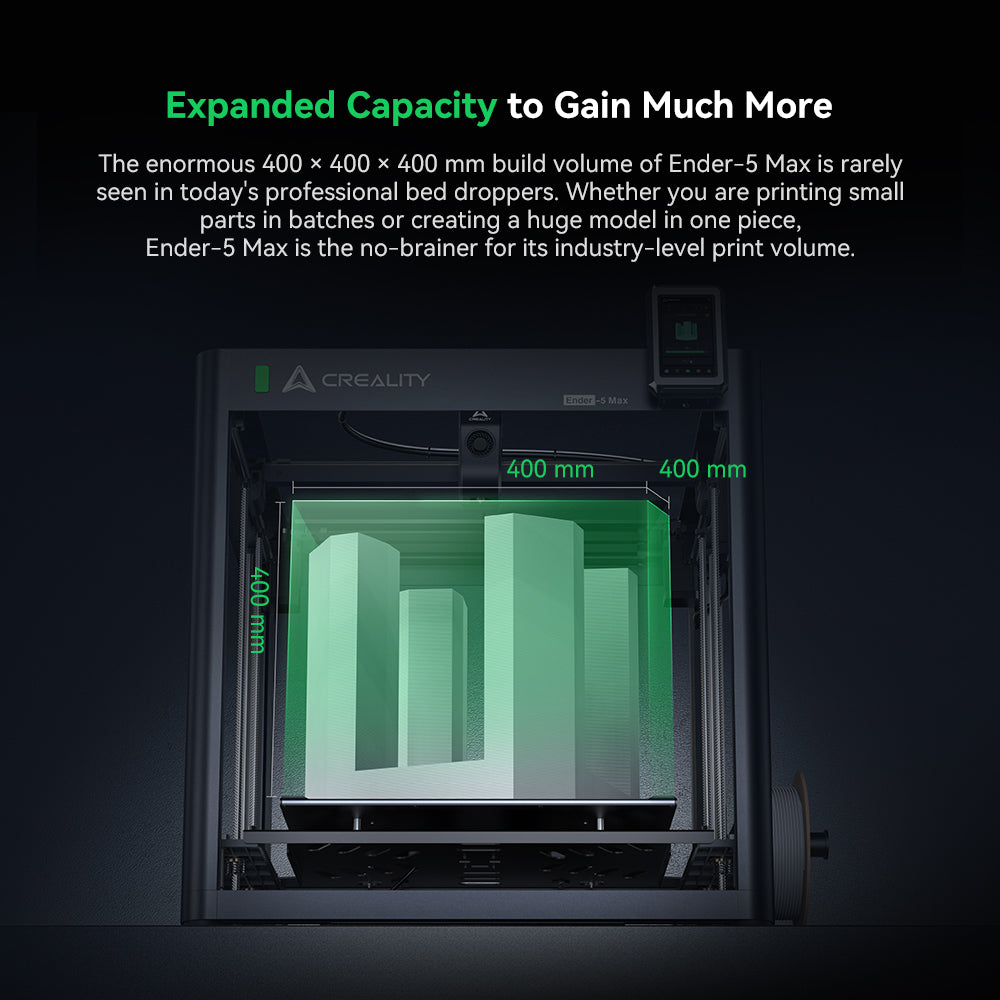 Creality Ender-5 Max 64-point auto bed leveling system on large 400x400mm heated print bed