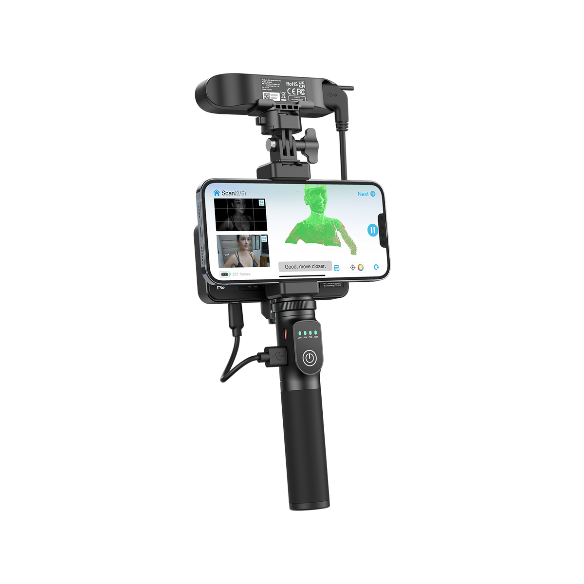 Creality Ferret Pro scanner body and cable showing compact lightweight portable design for on-location scanning