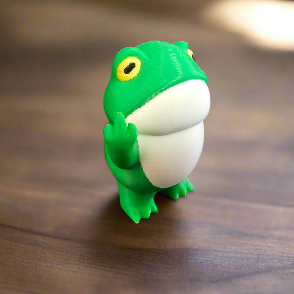 Disgruntled Frog figurine front view on white background