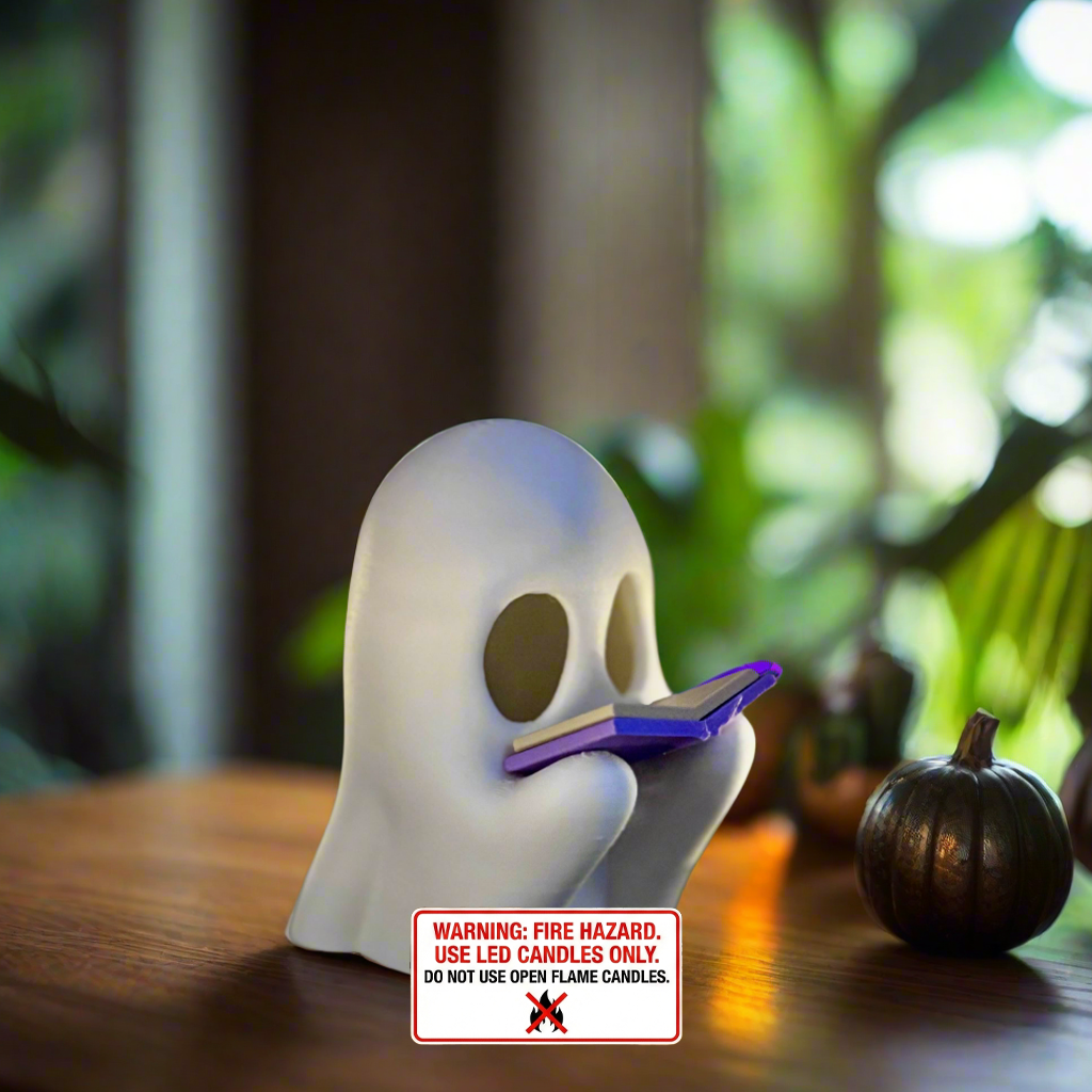Reading Ghost T-Light with safety and care label