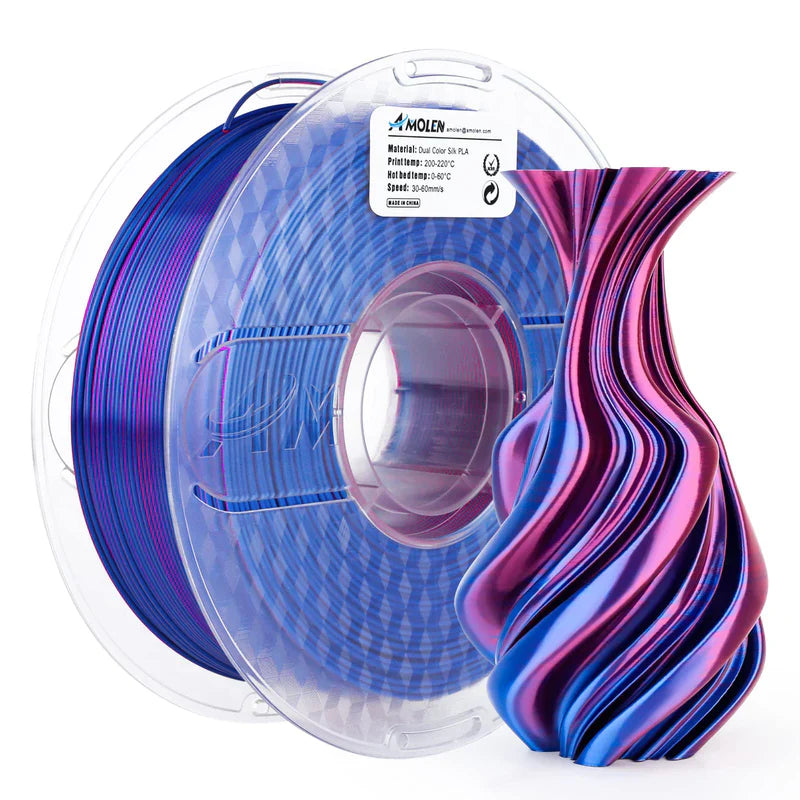 AMOLEN Dual Color Silk PLA — Blue Red colorway spool shot