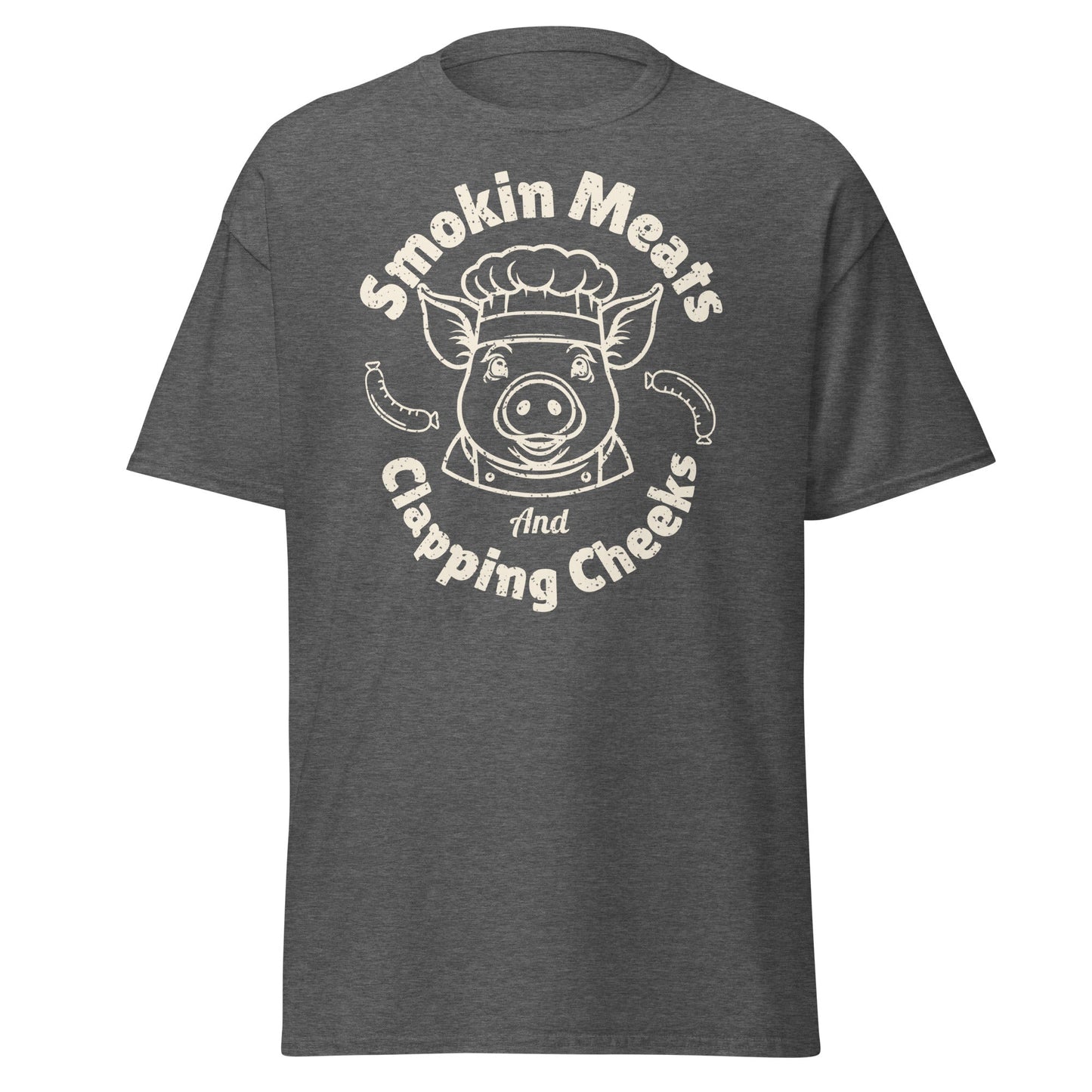 funny bbq graphic t-shirt Smokin Meats and Clapping Cheeks humor tee VectorDesignsArizona