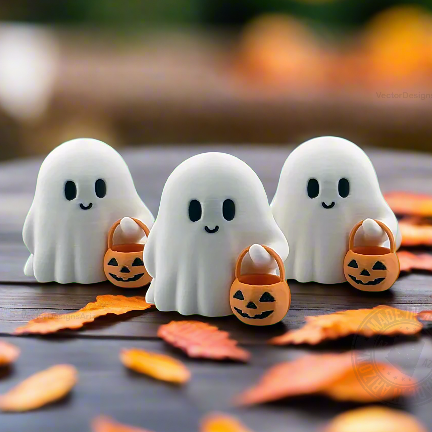 Cute Tiny Trick or Treat Ghost - Halloween Decoration Desk Display, Spooky Home Decor, Adorable Fall Accent