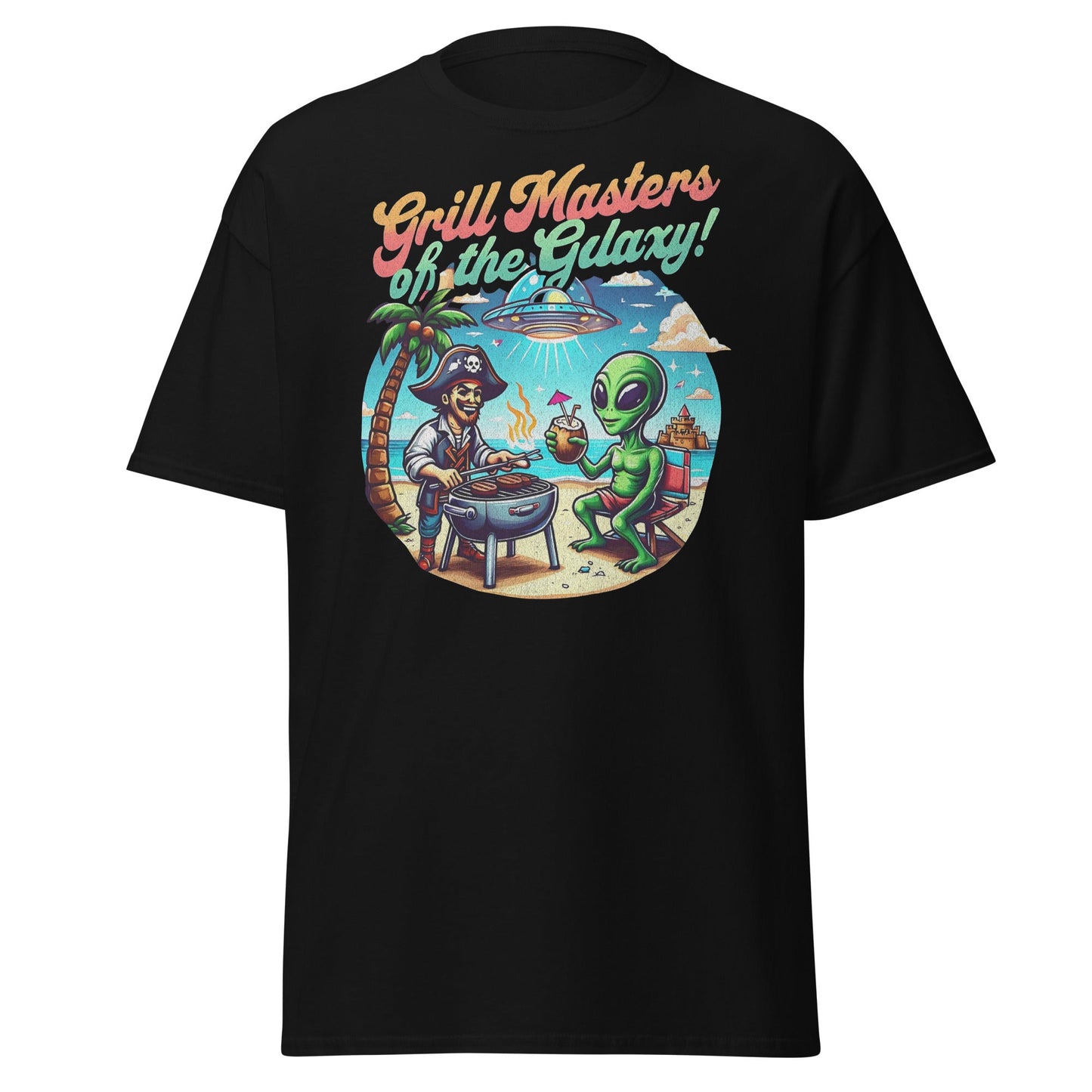 BBQ cookout humor T-shirt with grill master design on black cotton tee by VectorDesignsArizona