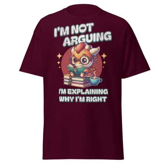 Sassy quote dragon graphic tee in maroon cotton shirt by VectorDesignsArizona