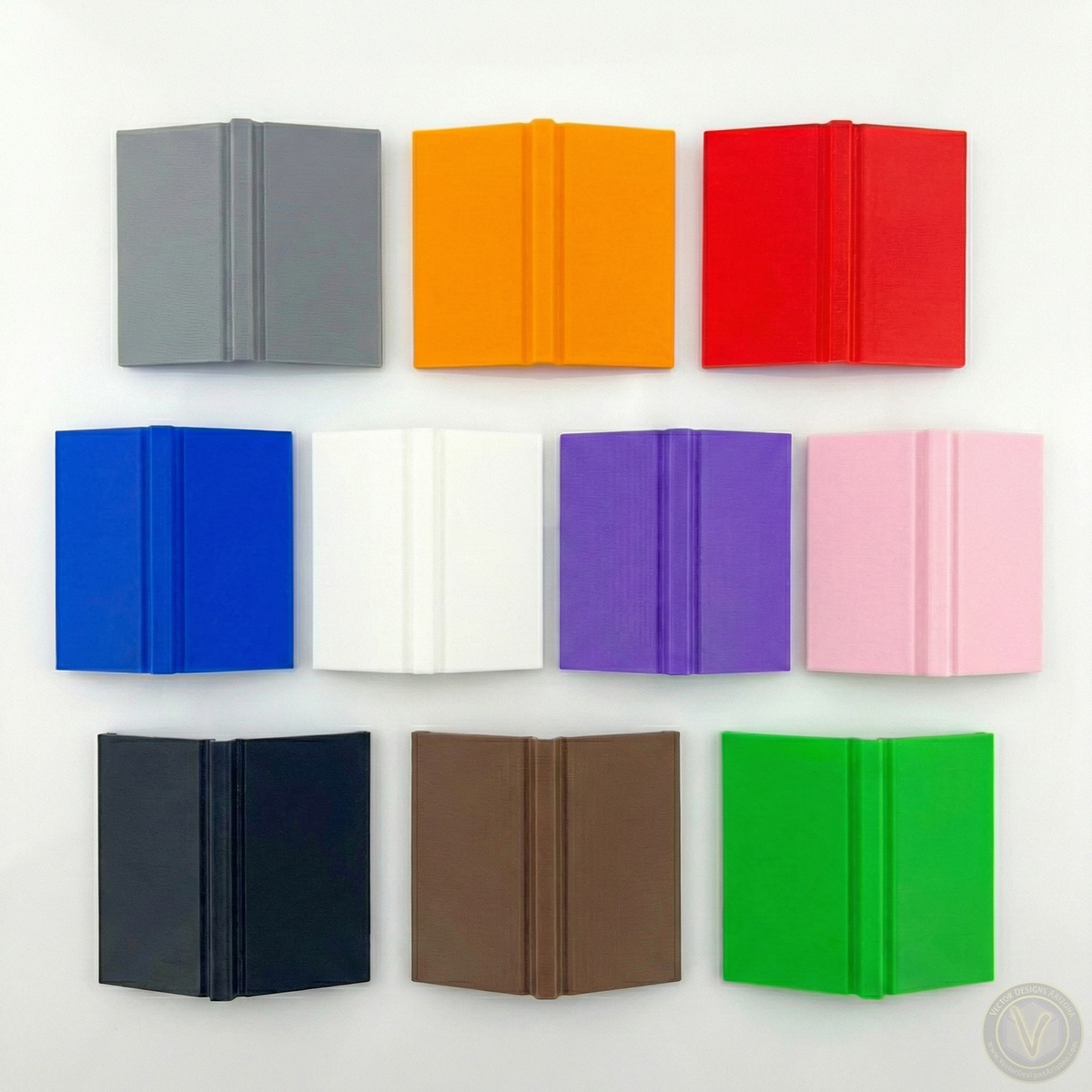 Miniature 3D printed books in 10 colors for Reading Ghost and Grim Reader figurines