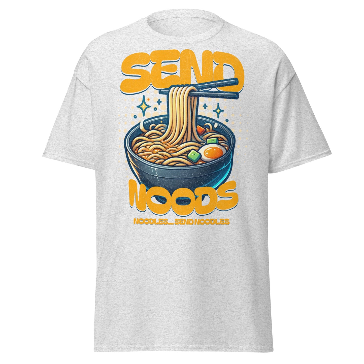 Funny foodie graphic noodle pun shirt in heather gray unisex tee by VectorDesignsArizona