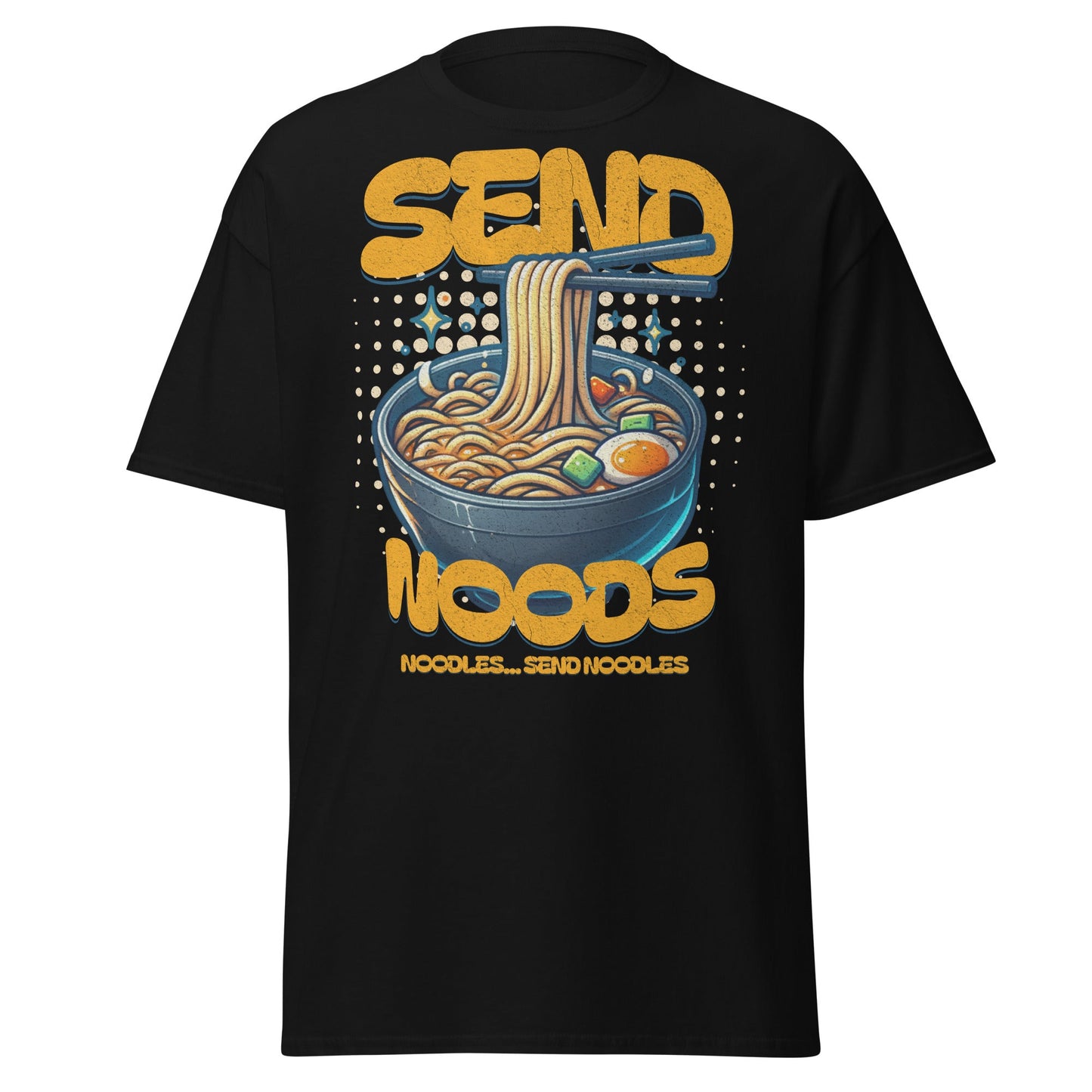 Funny foodie ramen graphic tee in black Gildan 5000 shirt by VectorDesignsArizona
