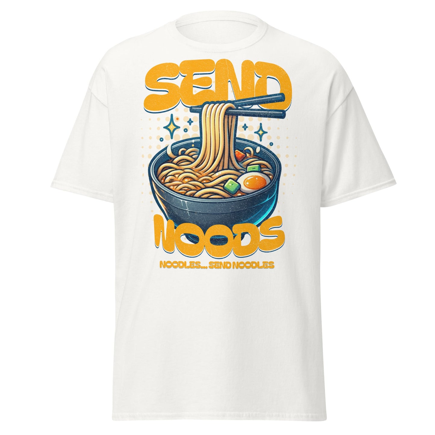 Funny foodie graphic noodle pun shirt in heather gray unisex tee by VectorDesignsArizona