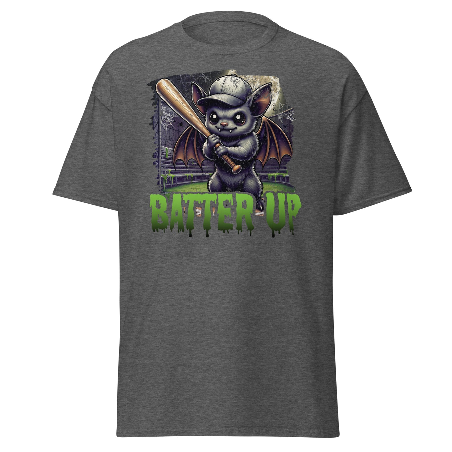 Funny baseball Halloween shirt on heather gray unisex Gildan 5000 tee by VectorDesignsArizona