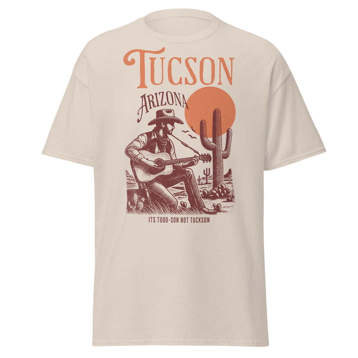 Tucson Arizona retro typography desert T-shirt in heather gray unisex tee by VectorDesignsArizona