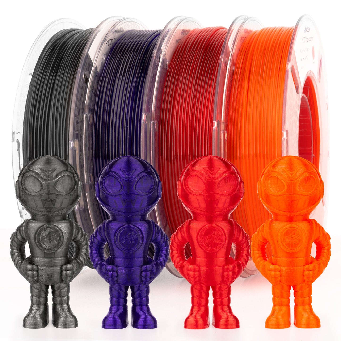 PETG Transparent Black / Orange / Purple / Red — 250g spool set