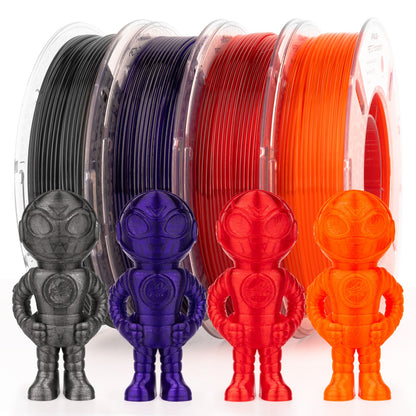 PETG Transparent Black / Orange / Purple / Red — 250g spool set