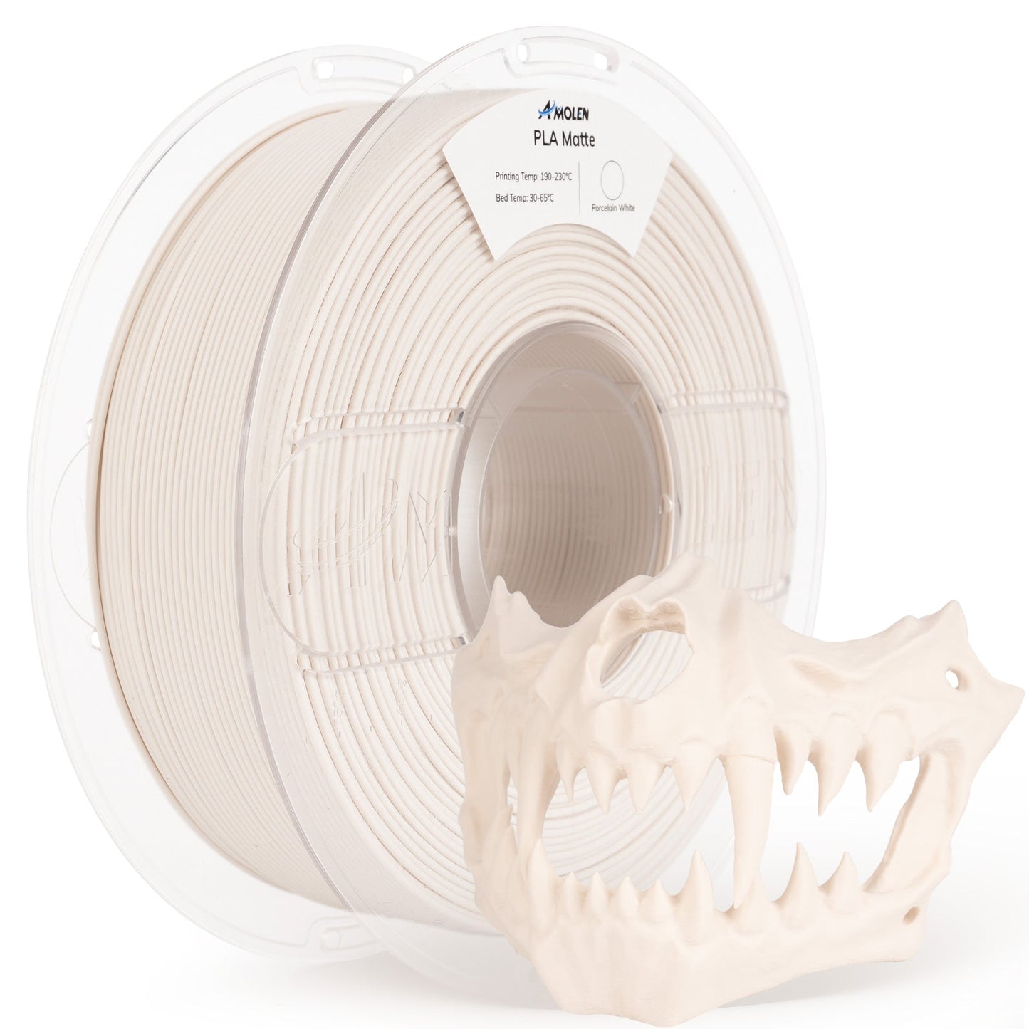 AMOLEN Matte PLA Basic — Sand Beige, Navy Blue, Terracotta, Porcelain White colorway display