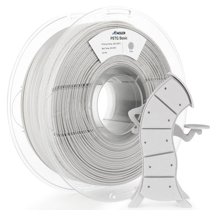 AMOLEN PETG Basic 1KG filament spool close-up — PETG surface finish and vacuum-sealed desiccant bag