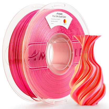 AMOLEN Dual Color Silk PLA two-colorway comparison, position 25 [Inferred — confirm image content]