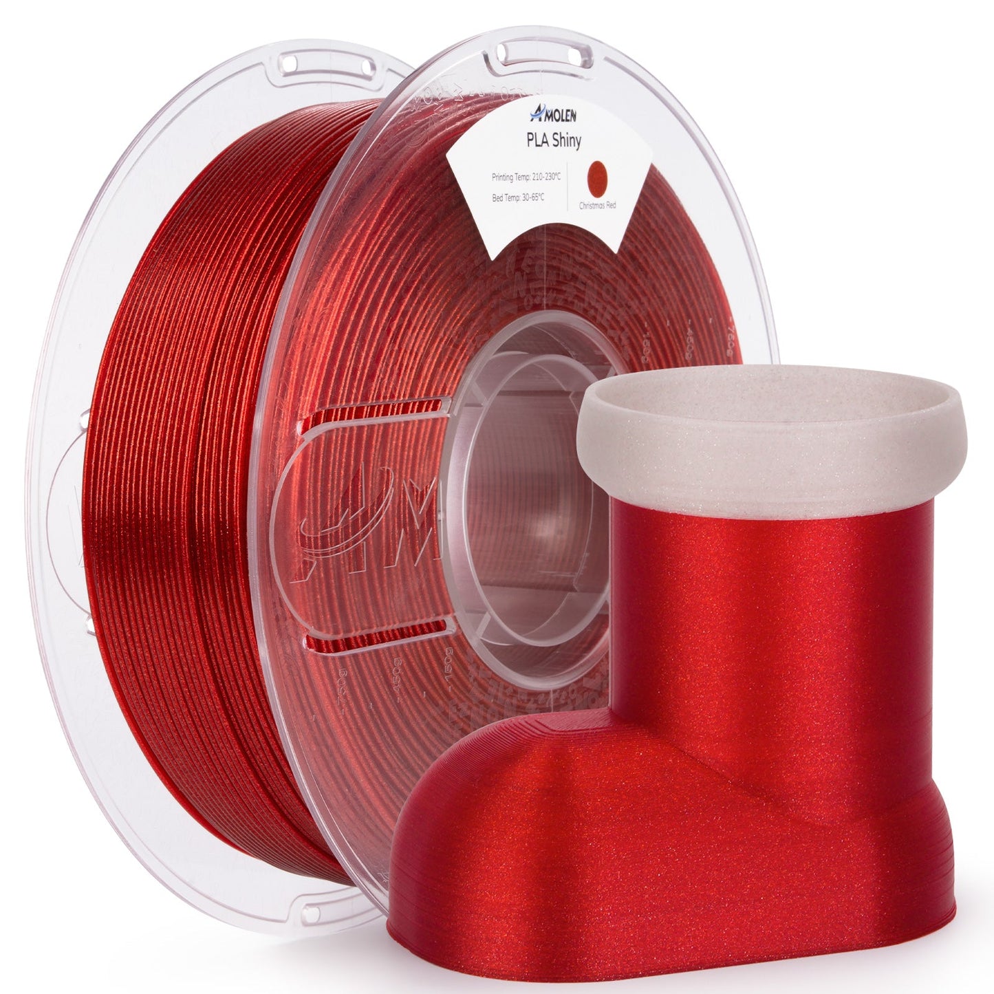 Amolen Shiny Glitter PLA 1KG spool side view – glitter finish visible