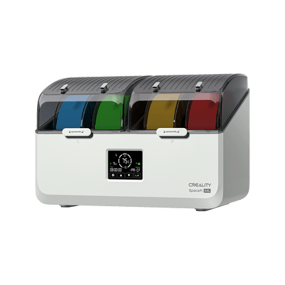 Creality SpacePi X4L moisture-proof sealing design detail showing filament storage and drying chamber construction