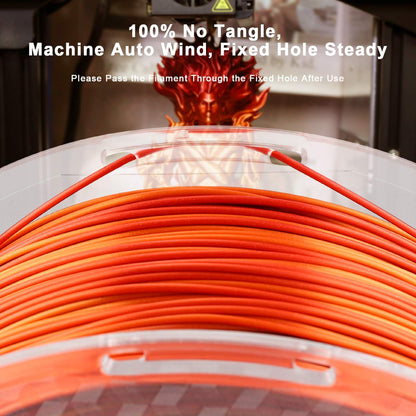 Red Gold silk shiny gradient PLA — product shot, metallic gradient surface