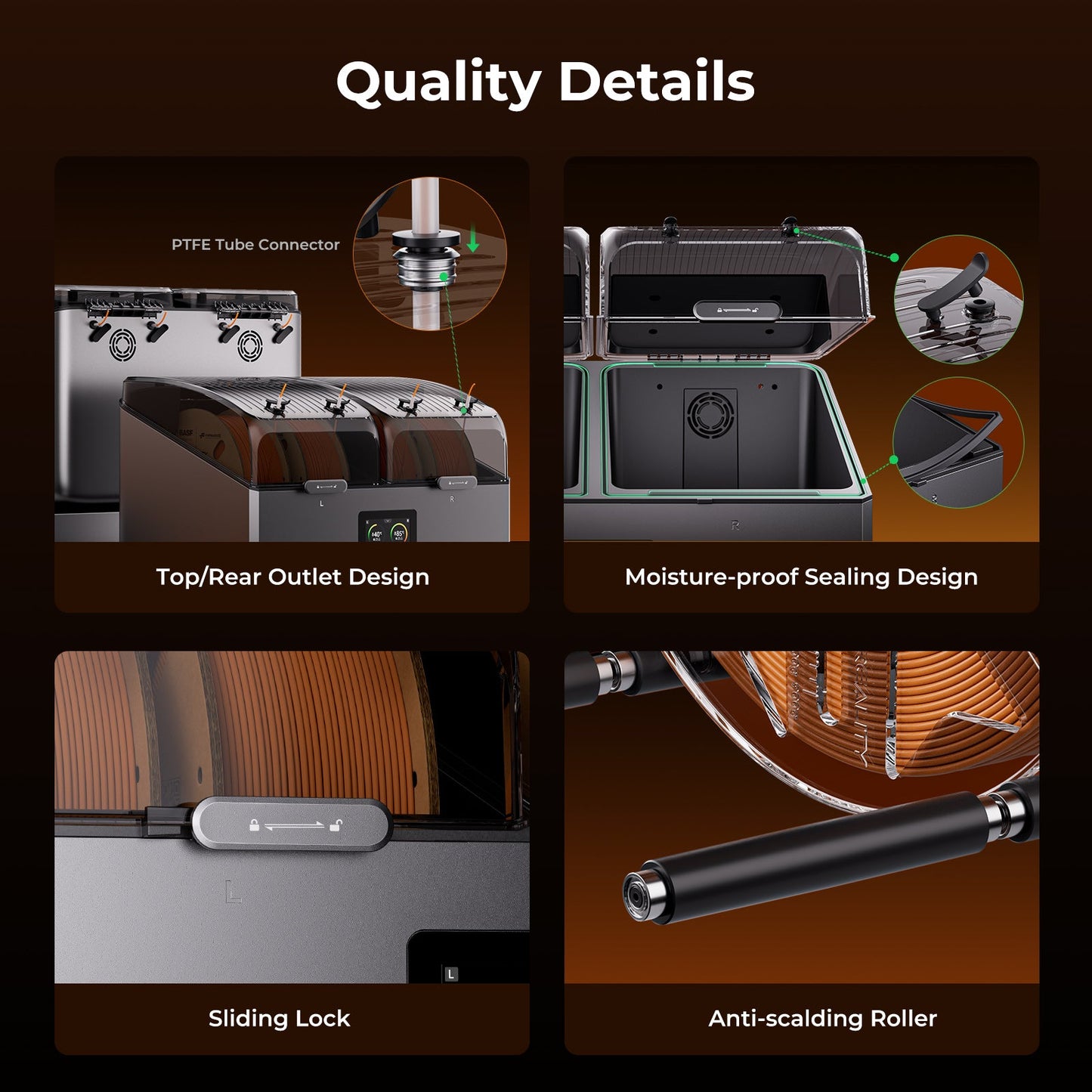 Creality SpacePi X4 silent mode operation showing quiet filament drying for home studio or overnight use