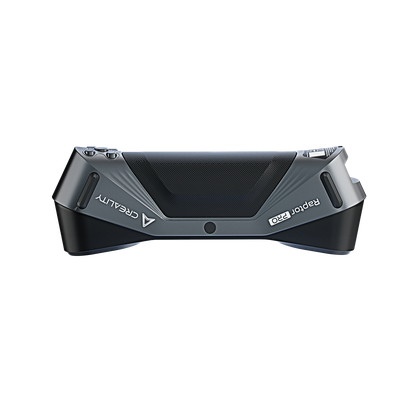 Creality Raptor Pro scanner head detail showing 22 cross laser lines and 7 parallel laser lines for comprehensive surface capture