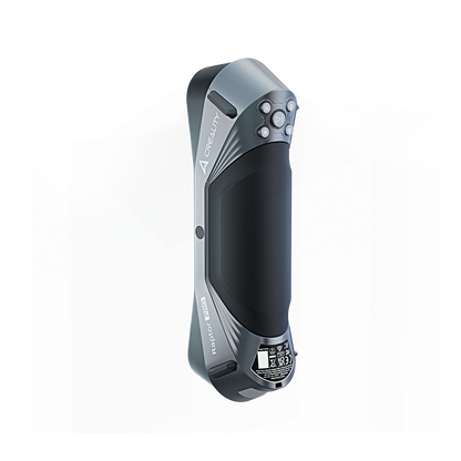 Creality Raptor Pro NIR structured light scanning mode showing black and metallic surface capture without scanning spray