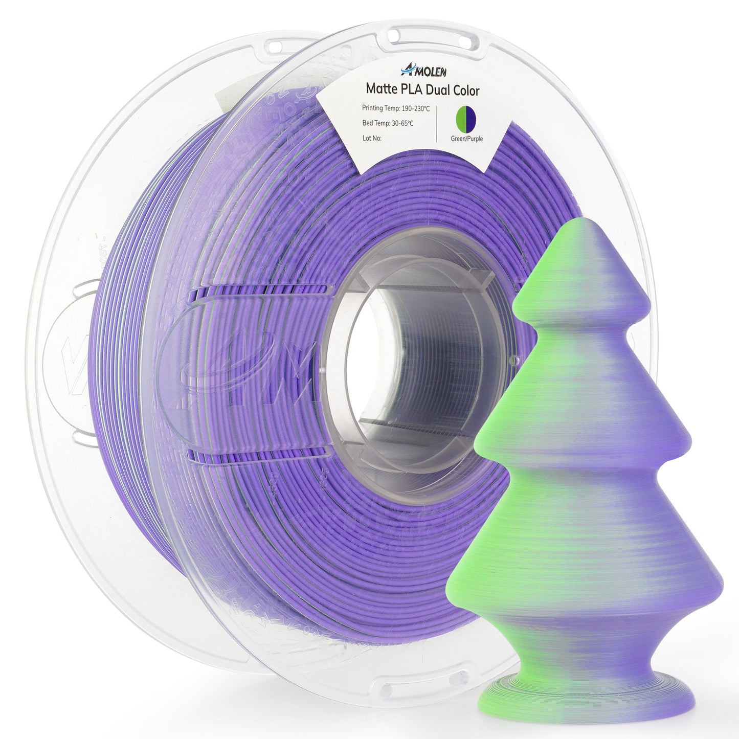 Amolen PLA Matte Dual filament 1KG – spool side view with matte frosted finish