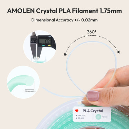 Crystal-Transparent Gradient PLA — spool shot, variety pack filament bundle