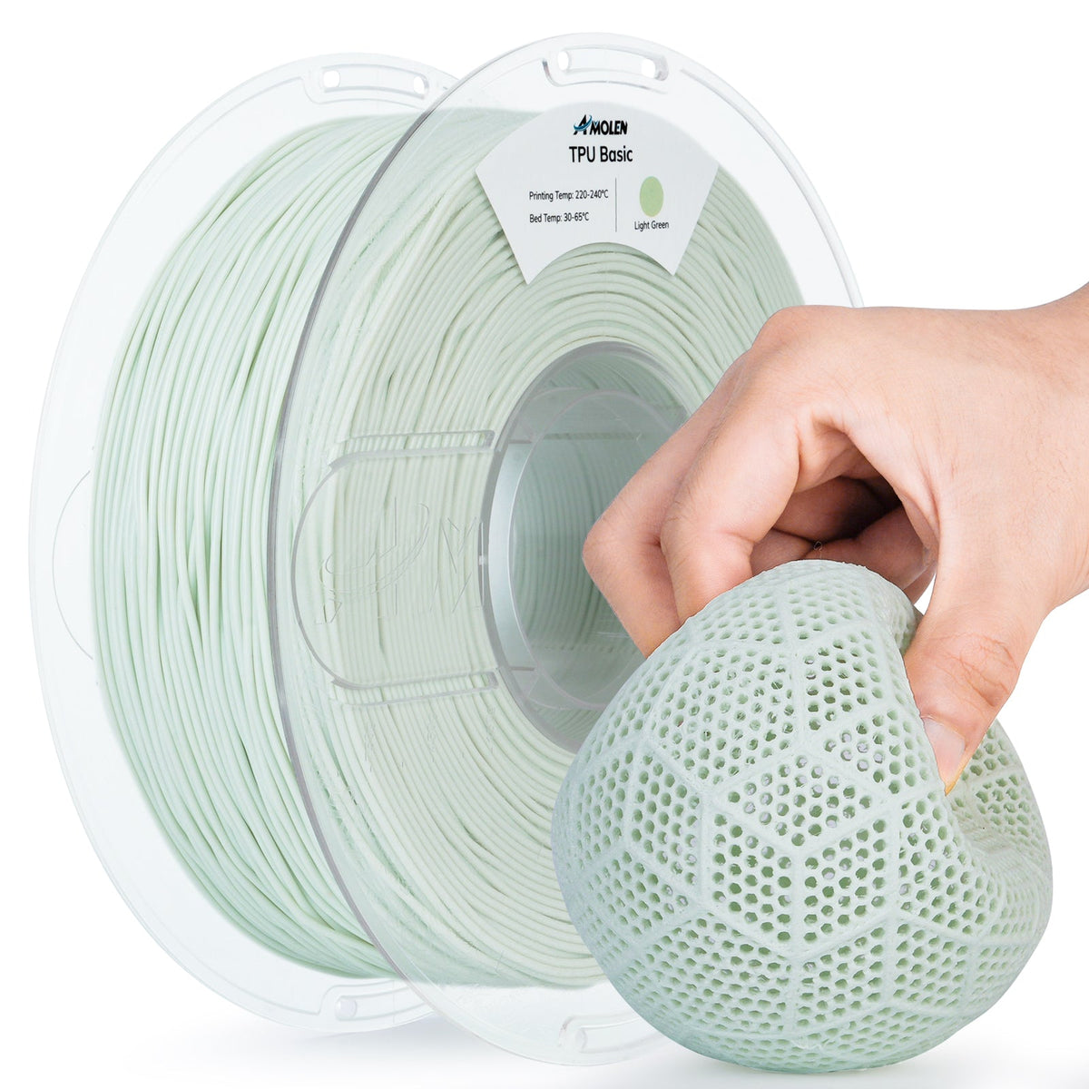 AMOLEN TPU Basic 1.75mm flexible filament spool — detail view