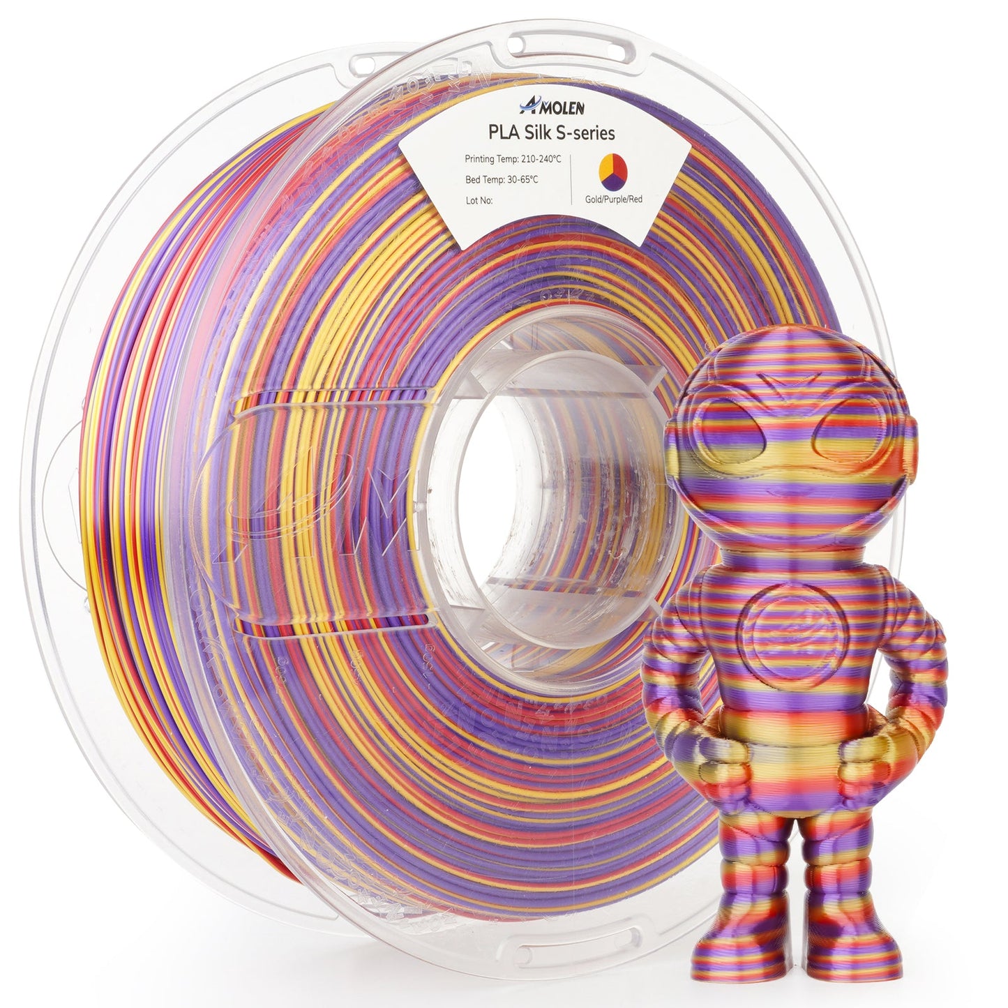 AMOLEN S-Series spiral multicolor silk PLA 1KG spool — alternate product shot showing color detail