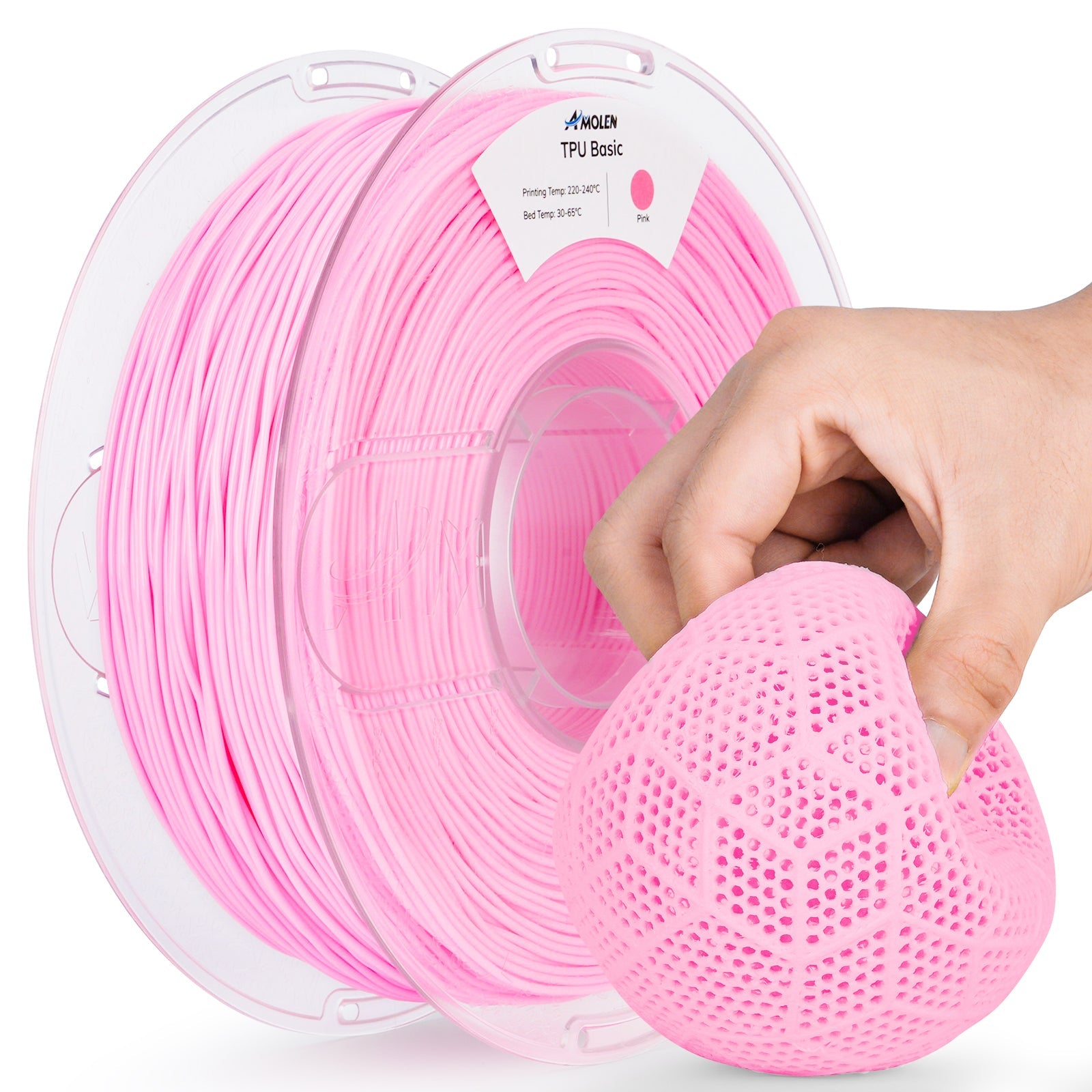 AMOLEN TPU Basic flexible filament spool — top view showing label