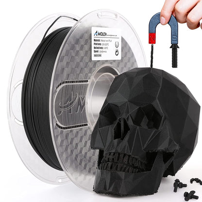 AMOLEN Metal Iron PLA filament — genuinely magnetic 1KG spool with 20% iron powder
