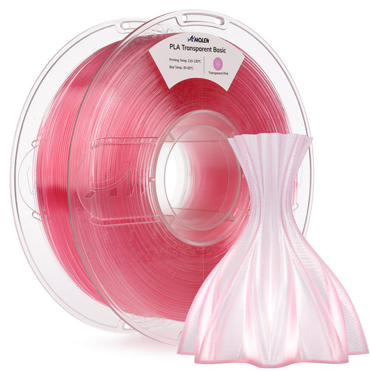 Amolen Crystal PLA 1KG spool showing jewel-like color transparency