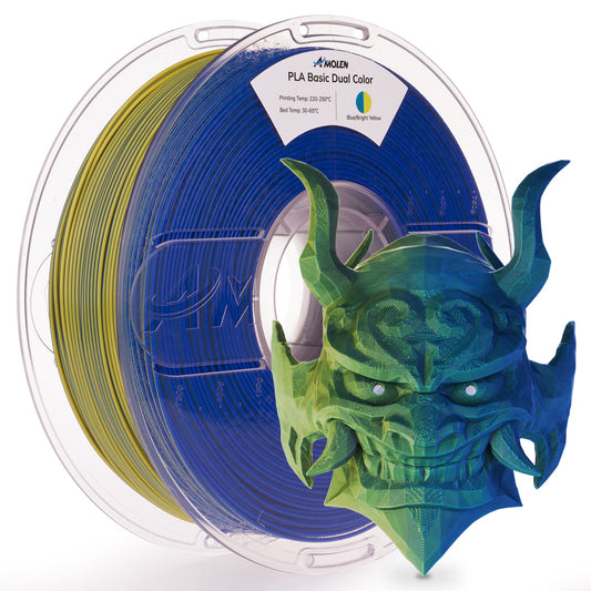 Amolen PLA Dual Color High Speed filament 1.75mm 1KG – Blue & Bright Yellow spool