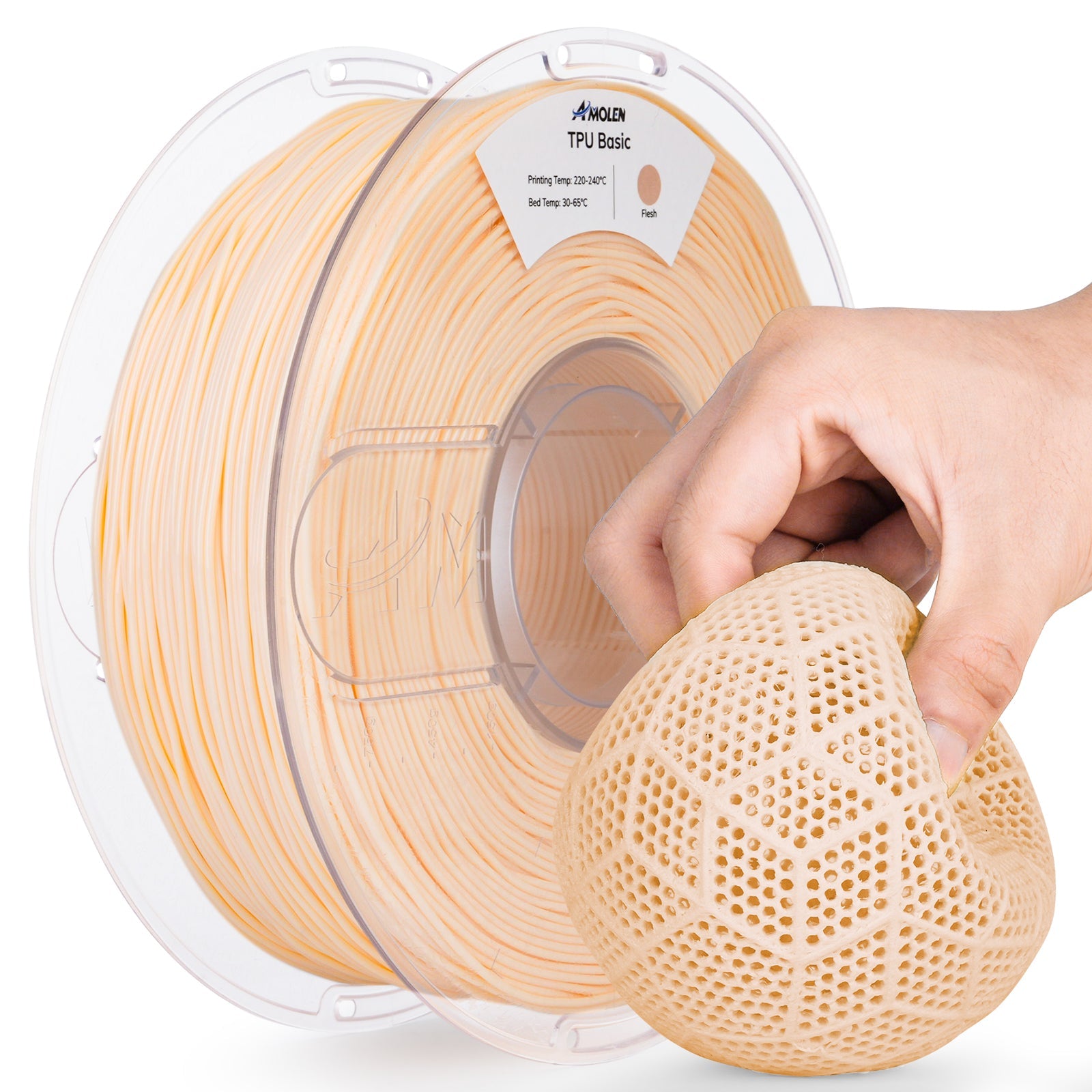 AMOLEN TPU Basic 1.75mm 1KG flexible filament spool — side view