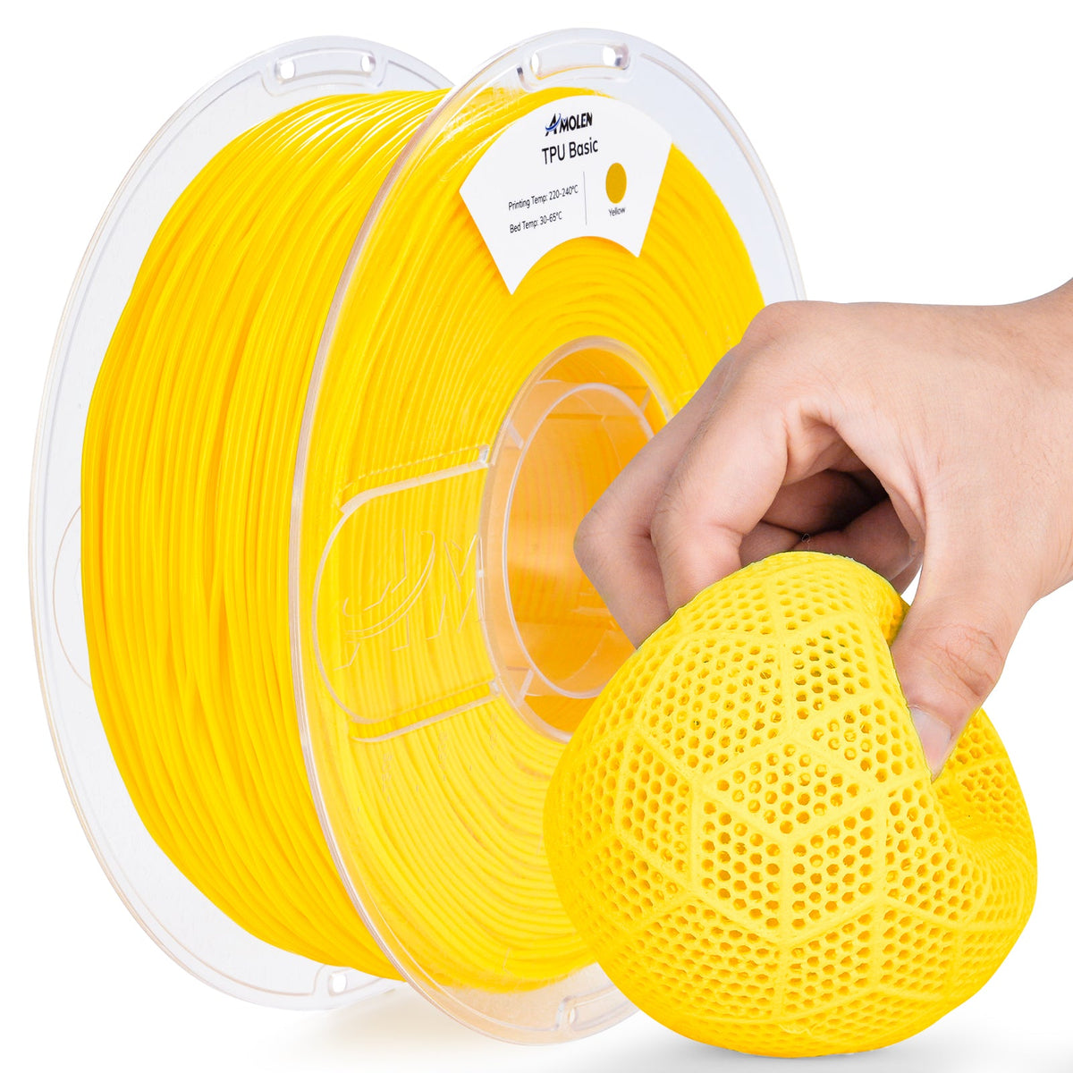 AMOLEN TPU Basic 1.75mm flexible filament spool — angled view
