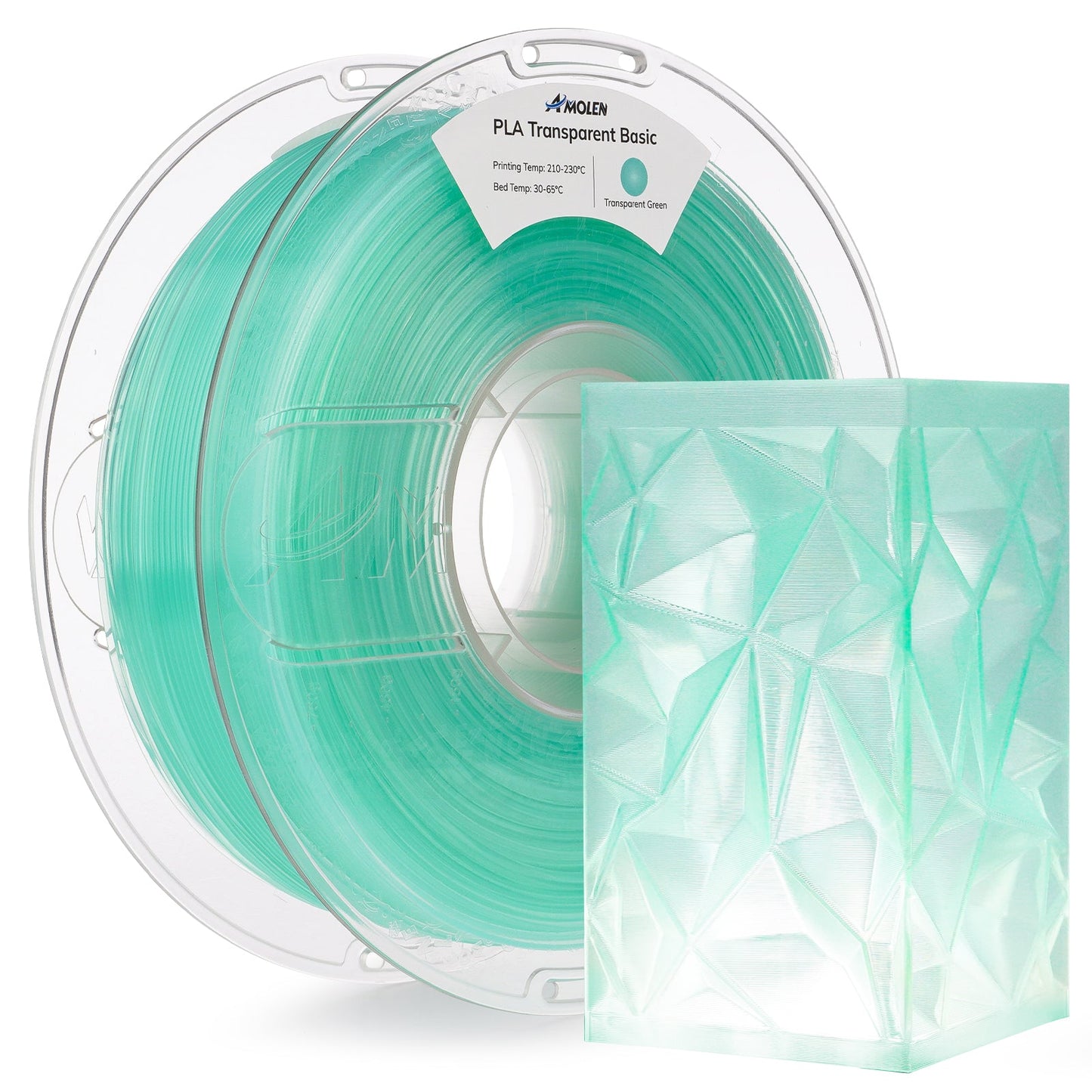 Amolen PLA Crystal Transparent filament – Crystal Orange colorway close-up