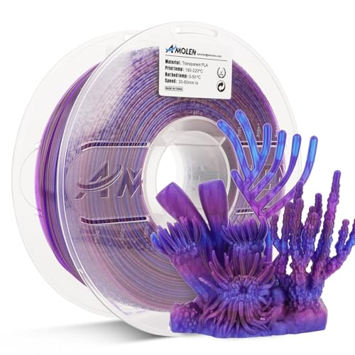 Amolen Crystal PLA filament 3D printed sample showing transparent finish
