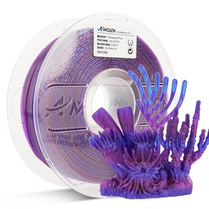Amolen Crystal PLA filament 3D printed sample showing transparent finish