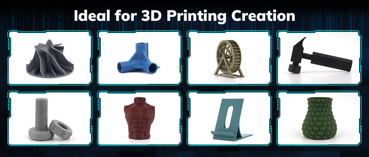 Amolen PLA-CF filament — stiffness and weight advantage over standard PLA