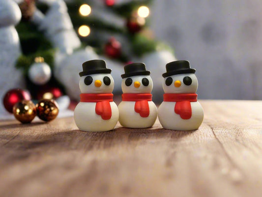 Cute Tiny Winter Snowmen - Christmas Decoration Desk Display, Jolly Home Decor, Adorable Winter Accent