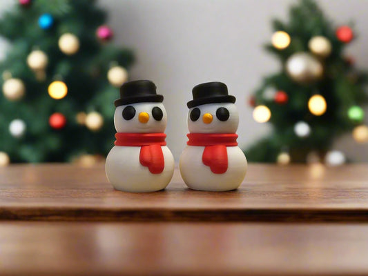 Cute Tiny Winter Snowmen - Christmas Decoration Desk Display, Jolly Home Decor, Adorable Winter Accent