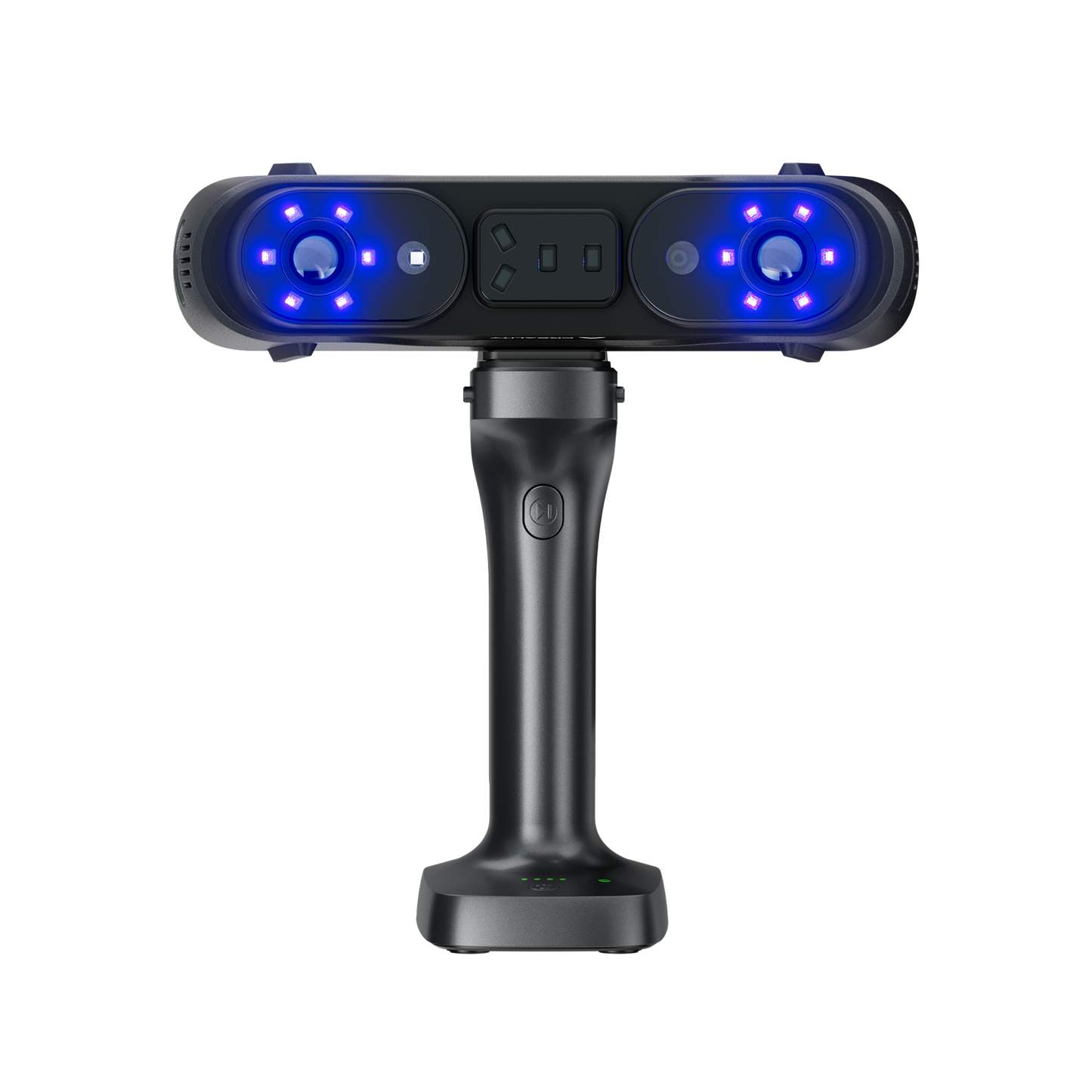 Creality Sermoon X1 scanner multi-light system detail showing blue laser array and NIR structured light for complex surface capture